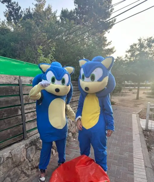 בובות תחפושת ענק של סוניק לאירועים הפקה של ג’מבו הפקות – מתאימות לצילומים, קבלת פנים ואטרקציה לילדים